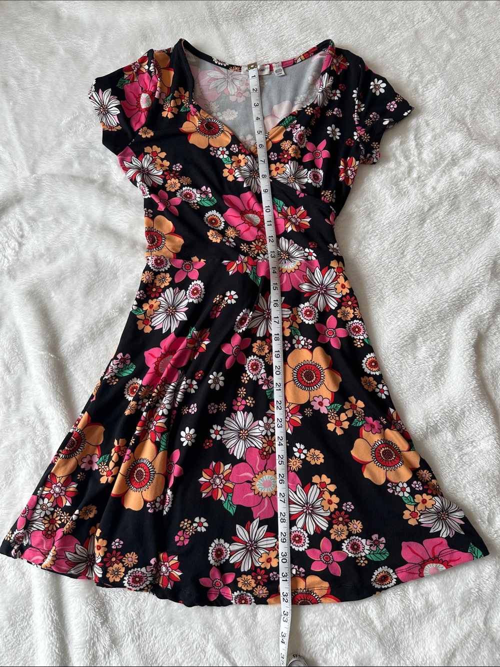 REBEL SUGAR Floral Faux Wrap Dress  SzM Feminine Flowy Boho Flattering Festival - Picture 11 of 12
